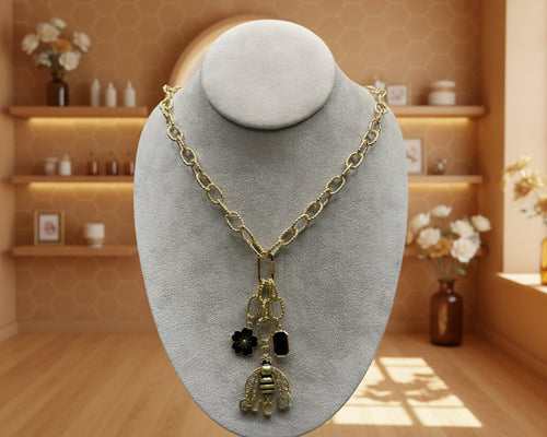 106 - Upcycled Gold  Bee Necklace
