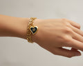 87 - Upcycled Gold Black Heart Pendant Bracelet