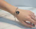 73 - Upcycled Silver Black Pendant Bracelet