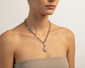 258 - Upcycled Silver Pink Circle Pendant Necklace