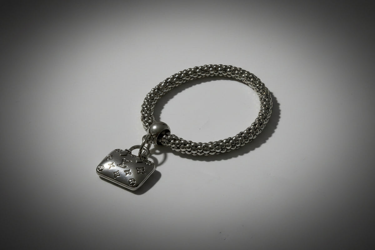 11- Upcycled Silver Double Sided Purse Pendant Bracelet
