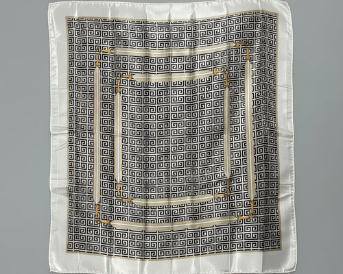 1121- Black Geometric Silky Scarf