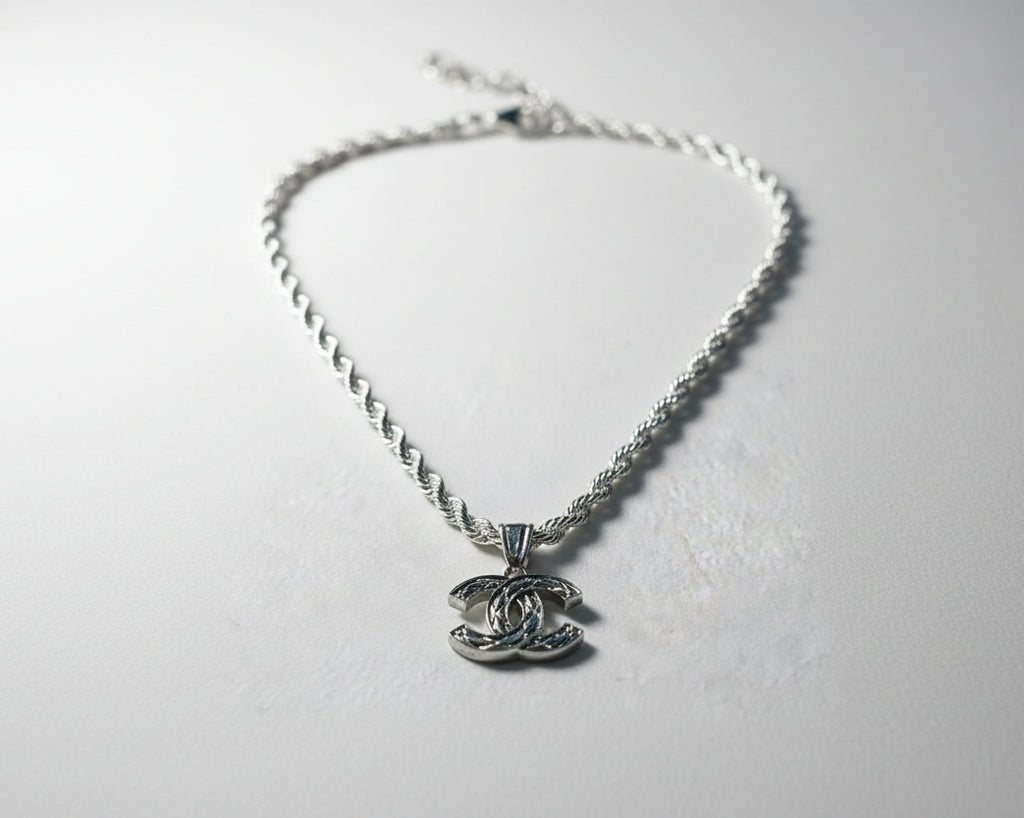 115- Upcycled Silver Pendant Necklace