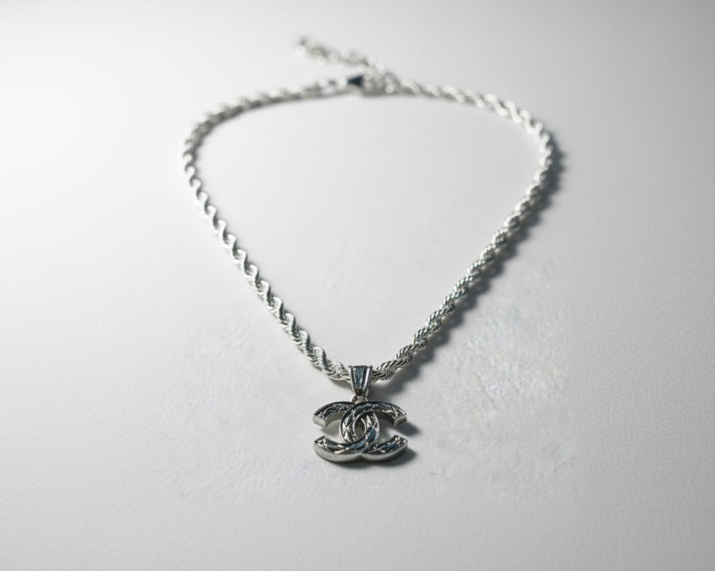 115- Upcycled Silver Pendant Necklace