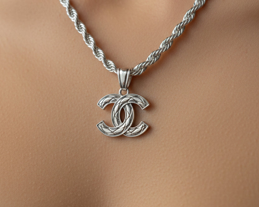 115- Upcycled Silver Pendant Necklace