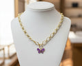 116- Upcycled Purple Butterfly Pendant Necklace