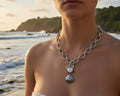 118-1 Upcycled Crab and Shell Pendant Necklace
