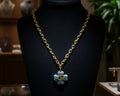 129- Upcycled Gold Clover Pendant Necklace