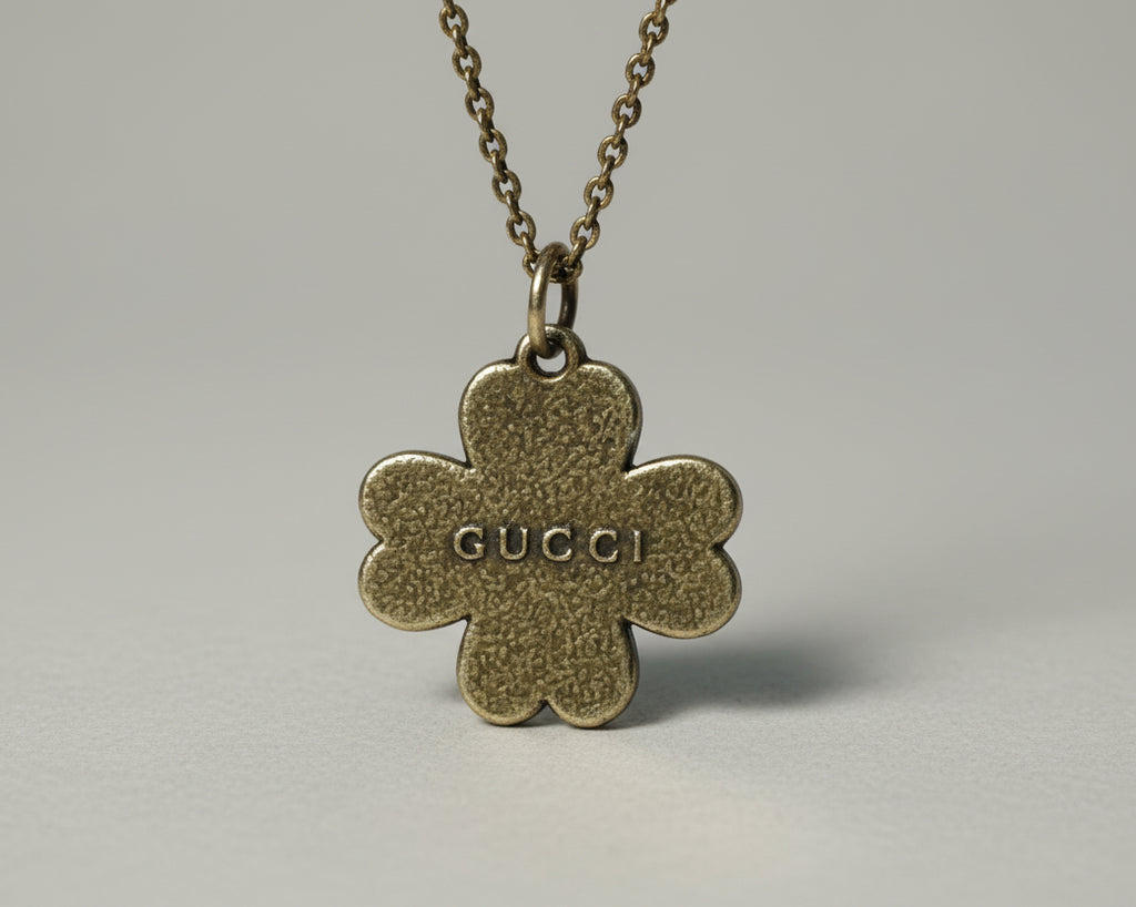 129- Upcycled Gold Clover Pendant Necklace