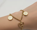 81 - Upcycled Gold White Pendant Bracelet with Heart Charm