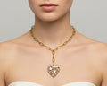 253 - Upcycled Gold Heart with Pearls and White Accent Necklace