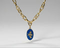 137- Upcycled Blue Bee Pendant Necklace