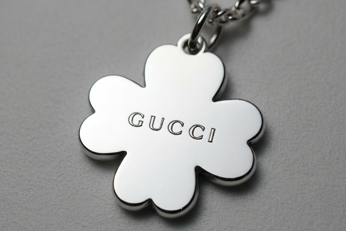 144- Upcycled Silver Clover Pendant Necklace