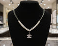 145- Upcycled Silver Pendant with Pearls on a Pearl and Silver Necklace