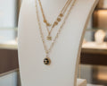 146- Upcycled Black Pendant Triple Chain Necklace