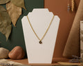151- Upcycled Gold and Black Round Pendant Necklace