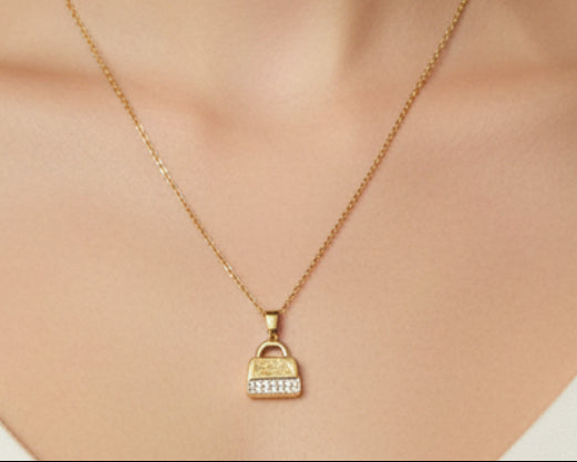 168- Upcycled Gold Purse Pendant Necklace