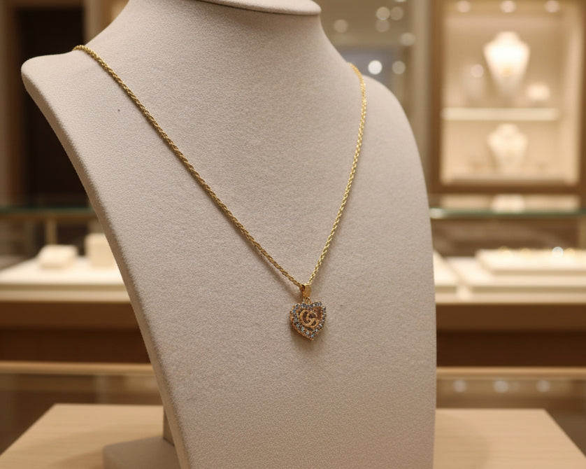169- Upcycled Gold Heart Pendant Necklace