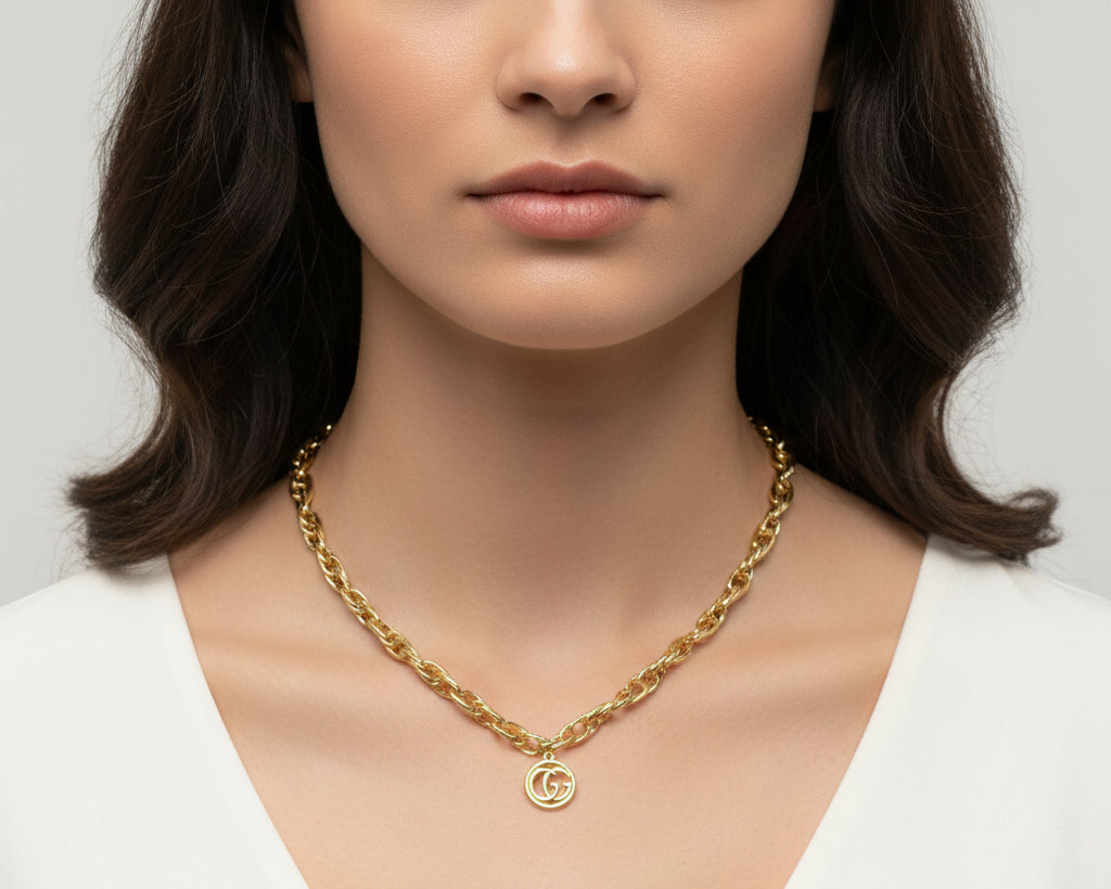 170- Upcycled Gold Pendant Necklace
