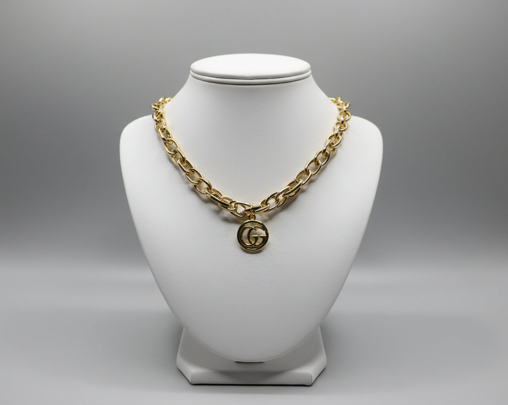 170- Upcycled Gold Pendant Necklace