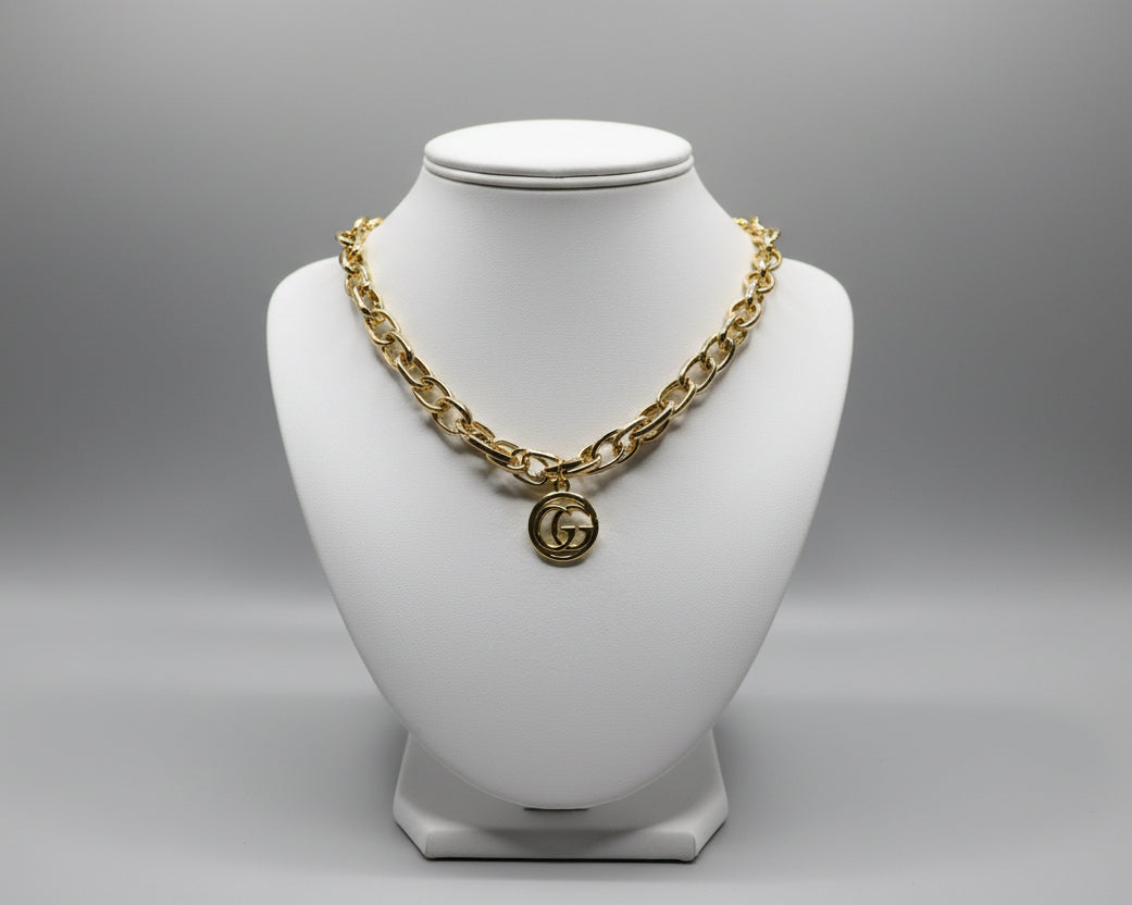 170- Upcycled Gold Pendant Necklace