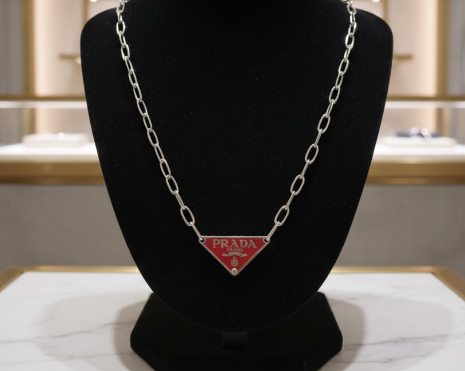 172- Upcycled Purple Triangle Pedant Necklace