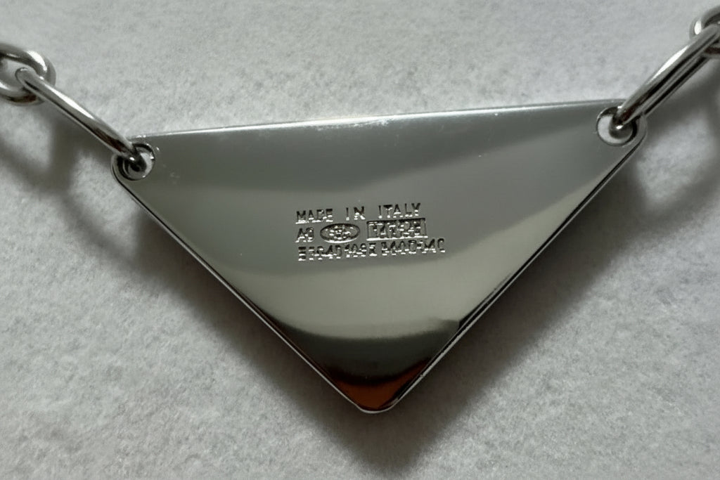 172- Upcycled Purple Triangle Pedant Necklace