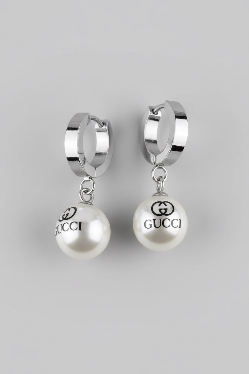 486 - Silver Pearl Drop Earrings