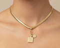 175- Double Sided Perfume Bottle and Round Charm Necklace