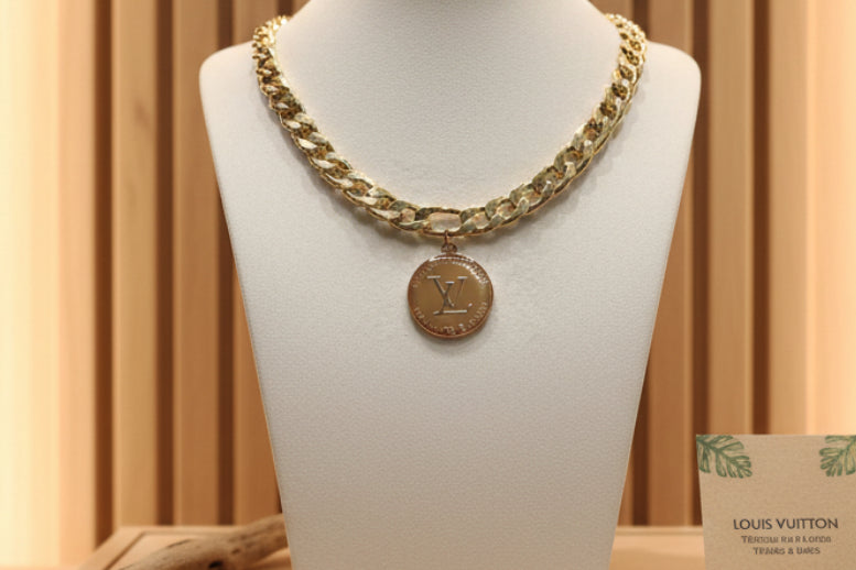 179- Upcycled Brown Pendant Necklace