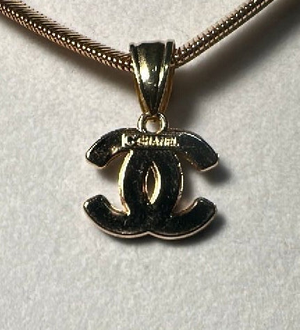 180- Upcycled Black Pendant Necklace