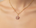 182- Upcycled Pink Rhinestone Pendant Necklace
