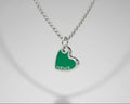 186- Upcycled Green Heart Pendant Necklace
