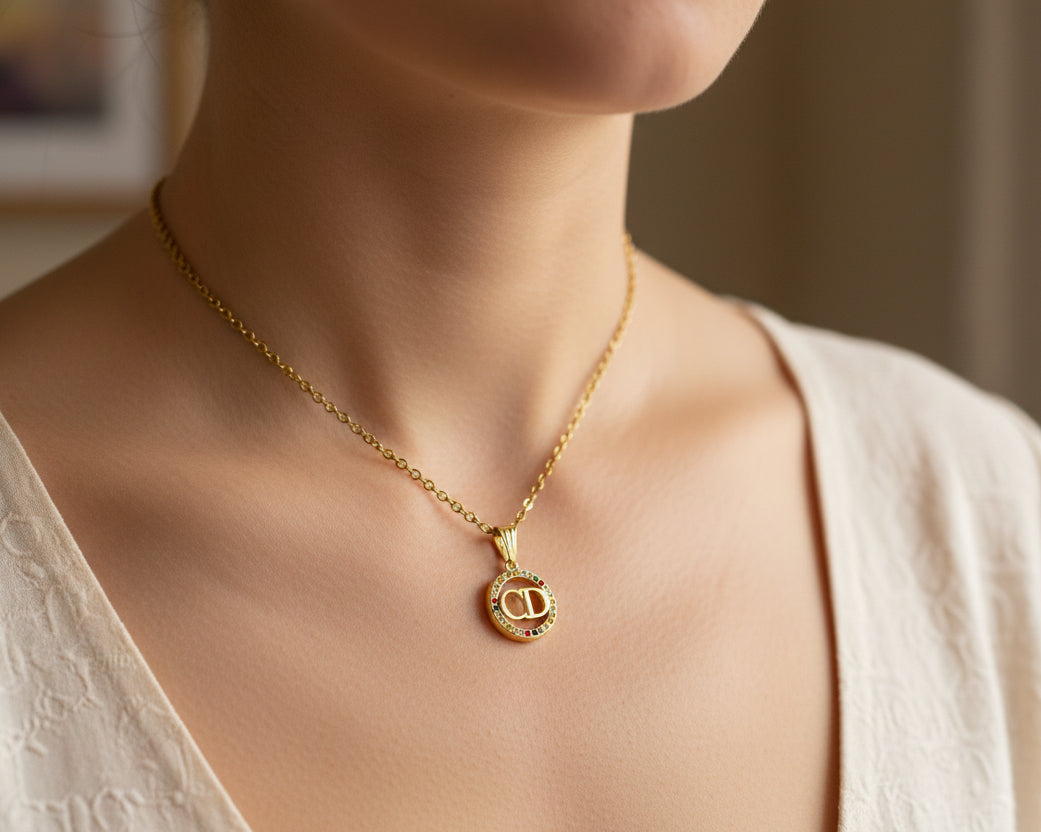 189- Upcycled Gold Pendant Necklace
