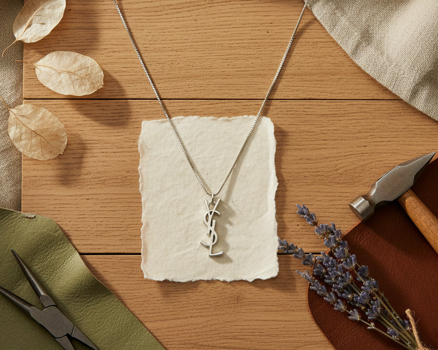 192- Upcycled Silver Pendant Necklace with Matching Earrings