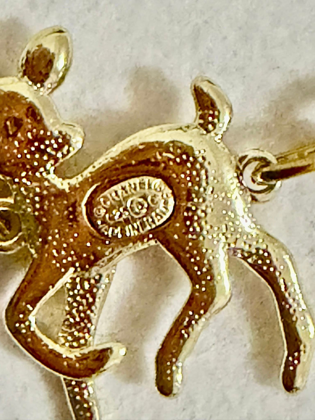205-  Upcycled Gold Deer Pendant with Charm Accent on Gold Necklace