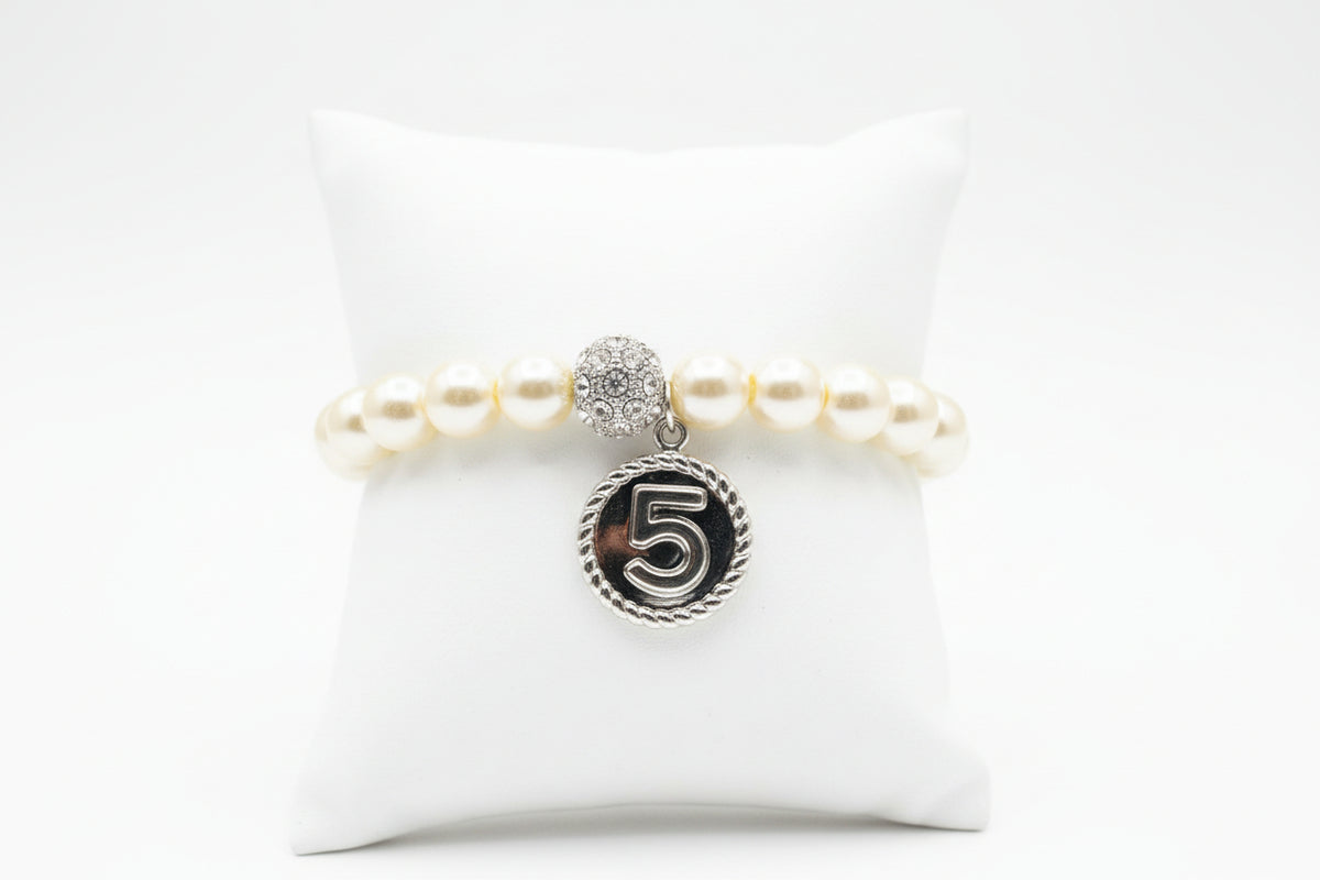 21- Upcycled Silver Pendant on Pearl Bracelet