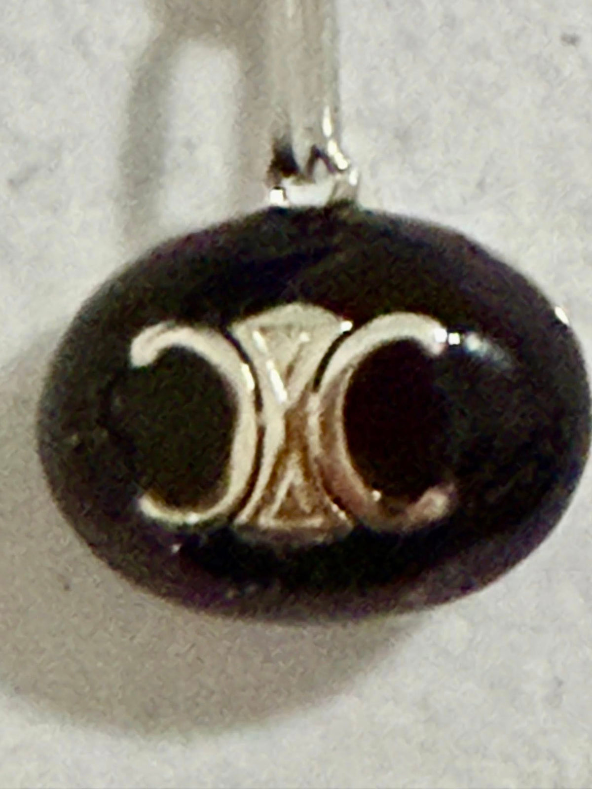 215- Upcycled Silver and Black charm Necklace on a Silver Chain