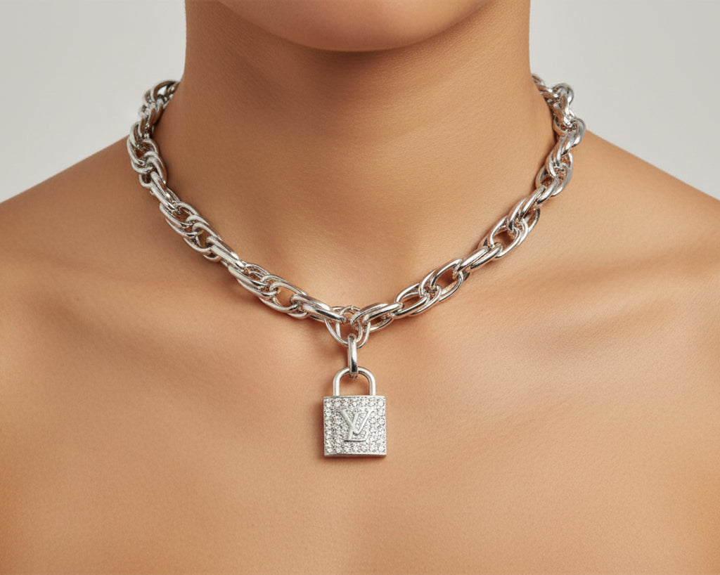 220- Upcycled Lock Pendant Necklace