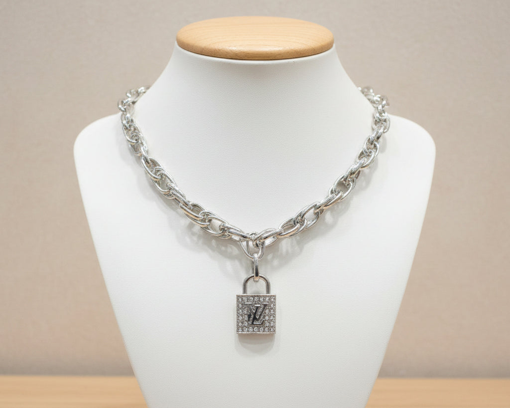 220- Upcycled Lock Pendant Necklace