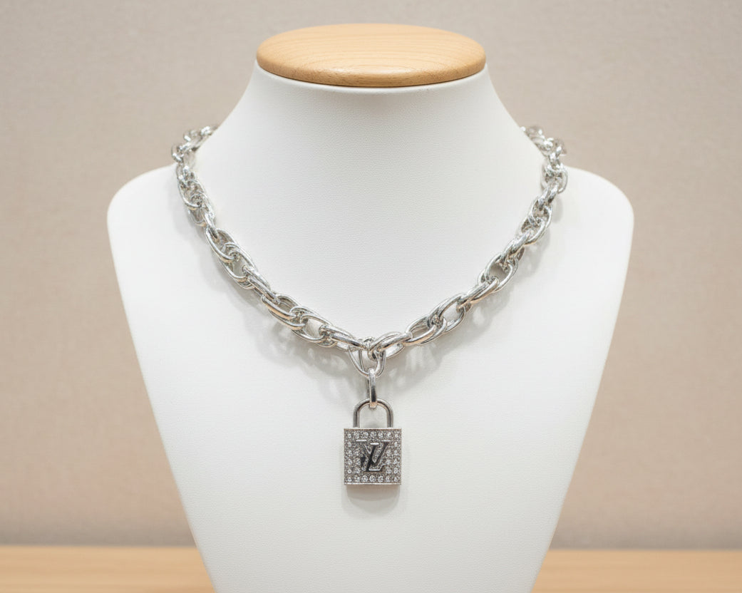 220- Upcycled Lock Pendant Necklace