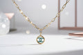 227- Gold and Green Circle Necklace