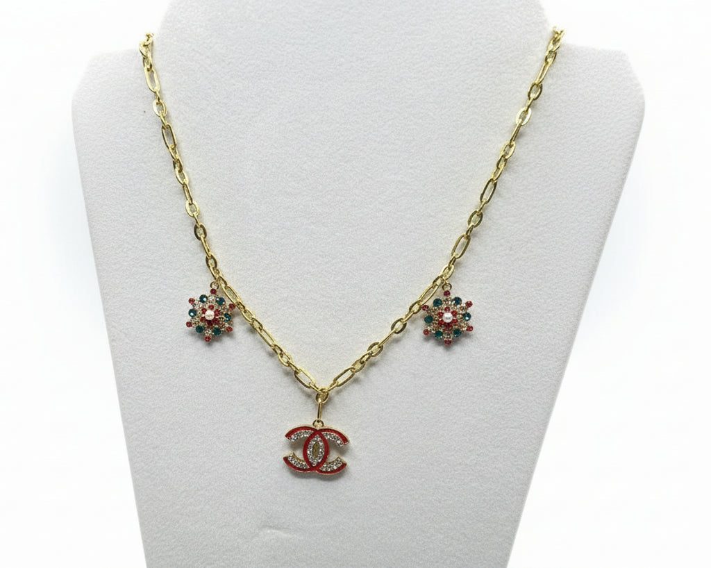 233 - Upcycled Red Pendant Necklace