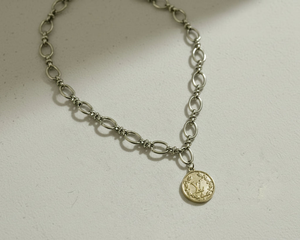 234- Upcycled Silver Pendant Necklace