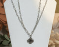 235- Upcycled Silver Clover Pendant Necklace