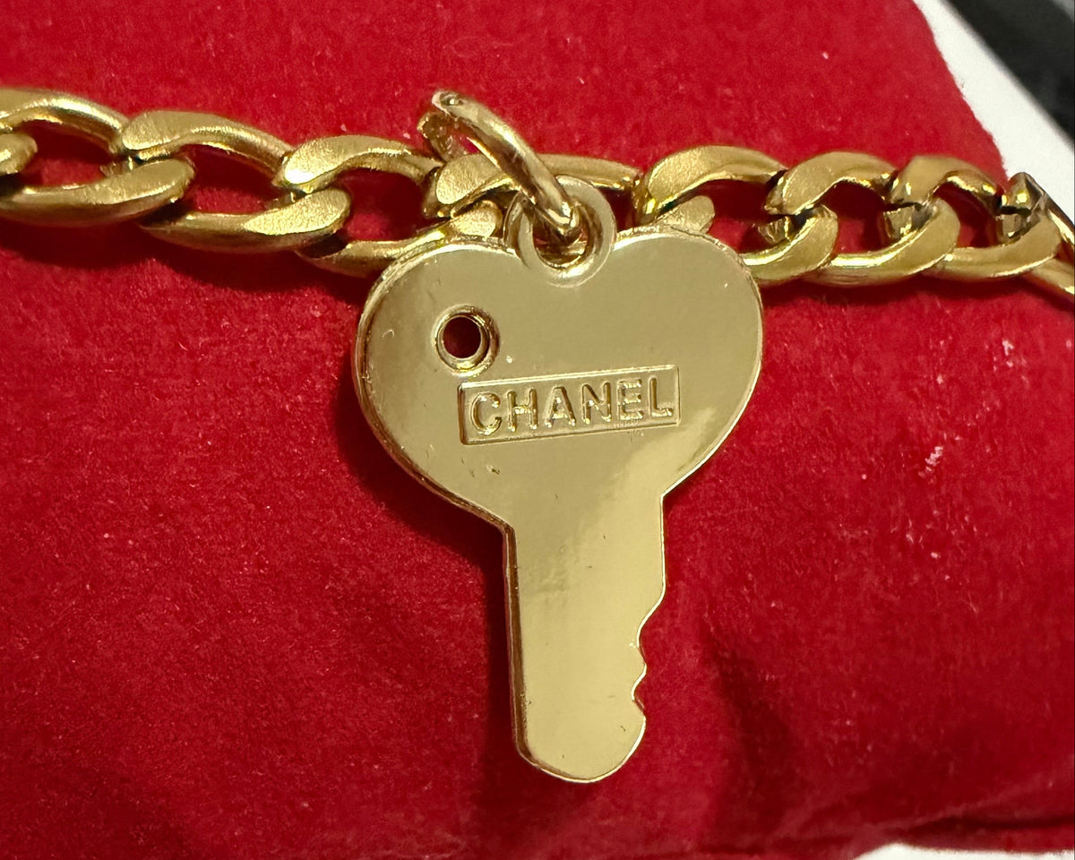 25- Upcycled Pink Key Pendant Bracelet