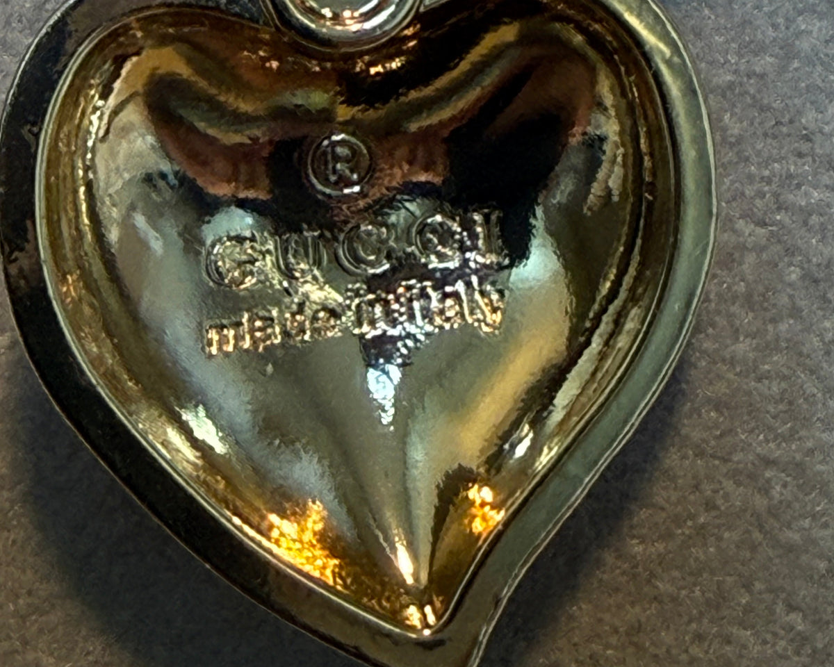 255 - Upcycled Gold Pink Heart with Gold Lightning Necklace