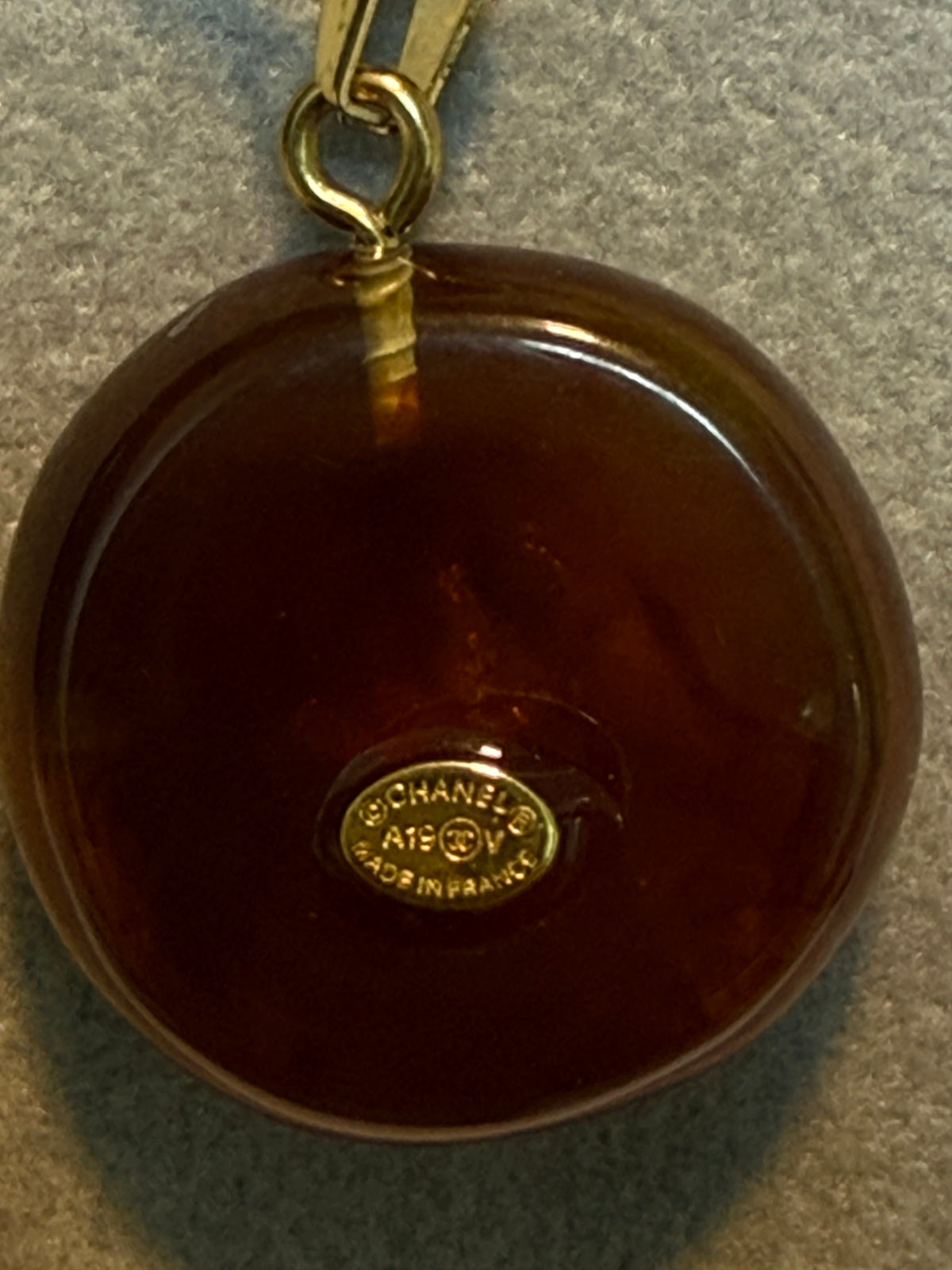 256 - Upcycled Gold Tortoise Brown Circle Pendant Double Chain Necklace
