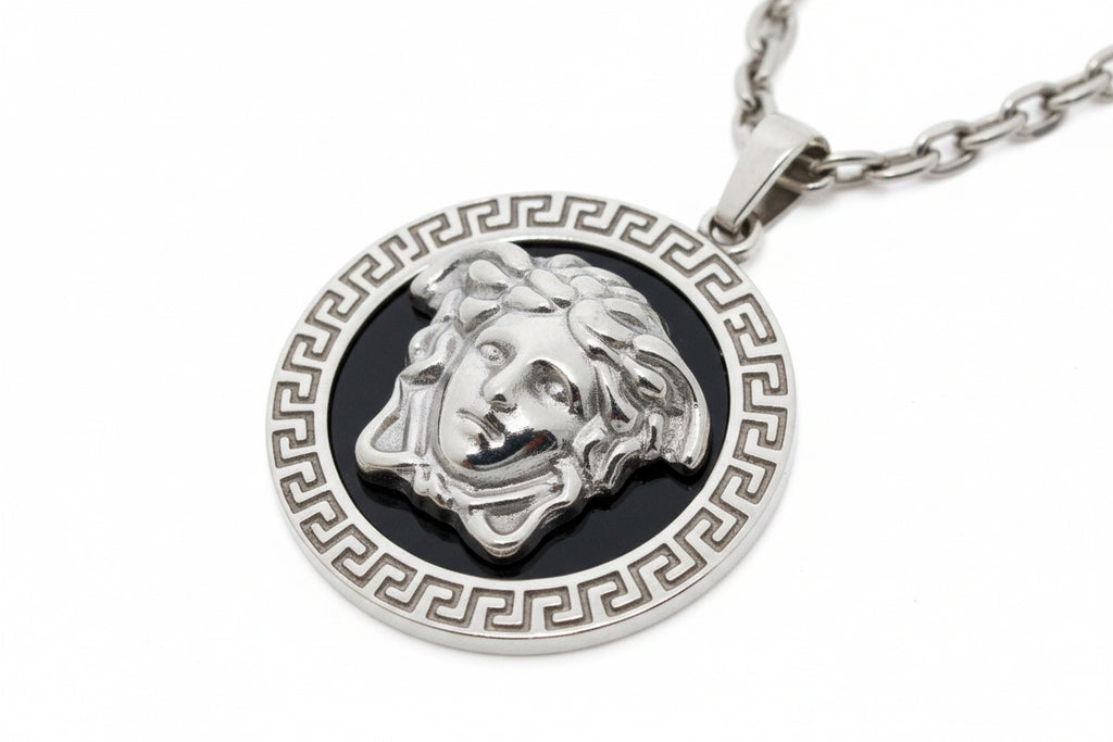 76 - Upcycled Silver Medusa Pendant Bracelet