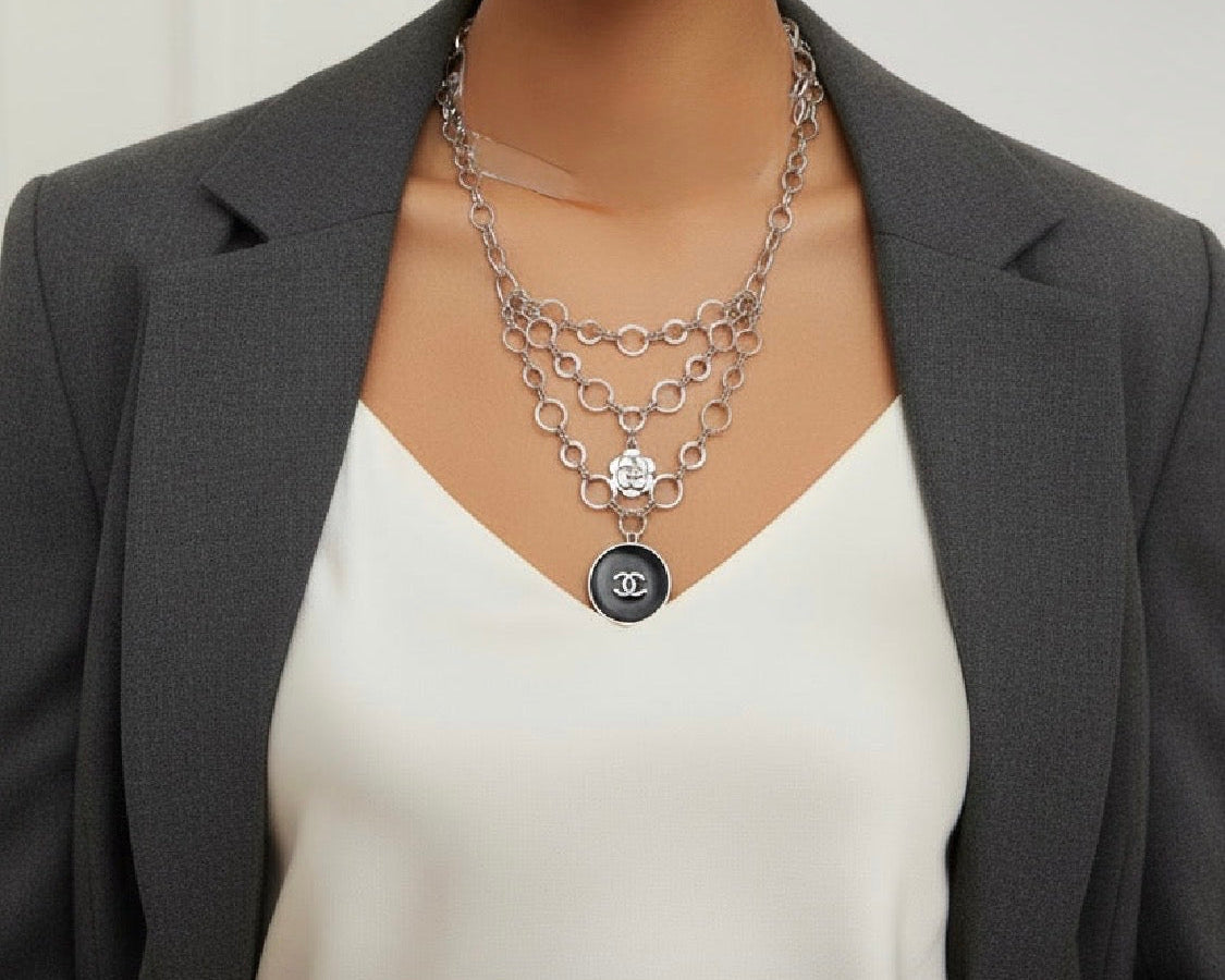 284 - Upcycled Silver Pendant Necklace